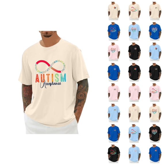 Autism Awareness T Shirts for Men Women 2026 Summer Casual Short Sleeve Crewneck Graphic Tees