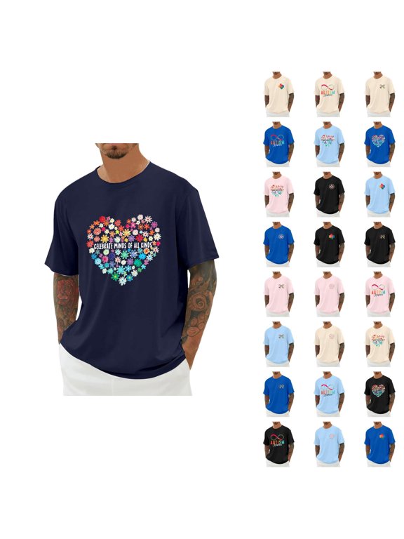 Autism Awareness T Shirts for Men Women 2026 Summer Casual Short Sleeve Crewneck Graphic Tees