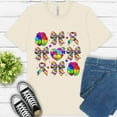 thumbnail image 1 of Autism Awareness Teacher Shirt – Puzzle Ribbon Bow Heart Graphic Tee , Natural, S, 1 of 6