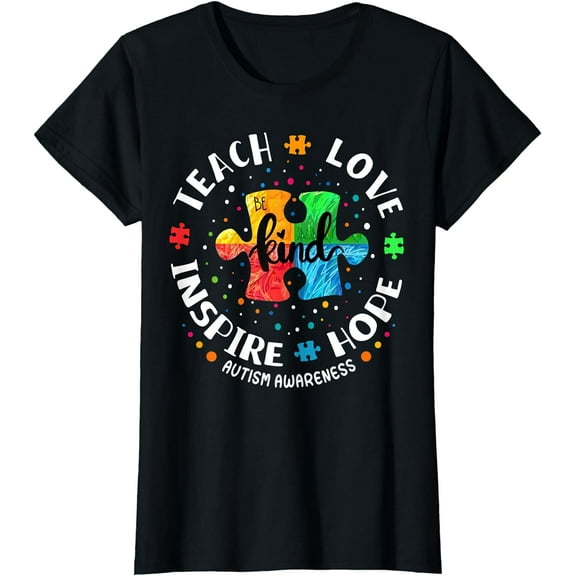 Autism Awareness Teacher Shirt Teach Hope Love Inspire T-Shirt