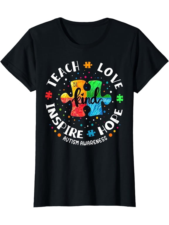 Autism Awareness Teacher Shirt Teach Hope Love Inspire T-Shirt