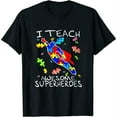 thumbnail image 1 of Autism Awareness Teacher Tee I Teach Awesome Superheroes Womens T-Shirt Black 3XL, 1 of 5