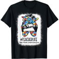 thumbnail image 1 of Autism Awareness Teacher shirt Messy Bun Teacher Autism T-Shirt, 1 of 4