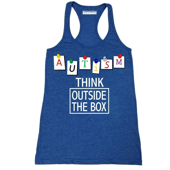 Autism Awareness Think Outside The Box Women's Tank Top, L, H. Royal