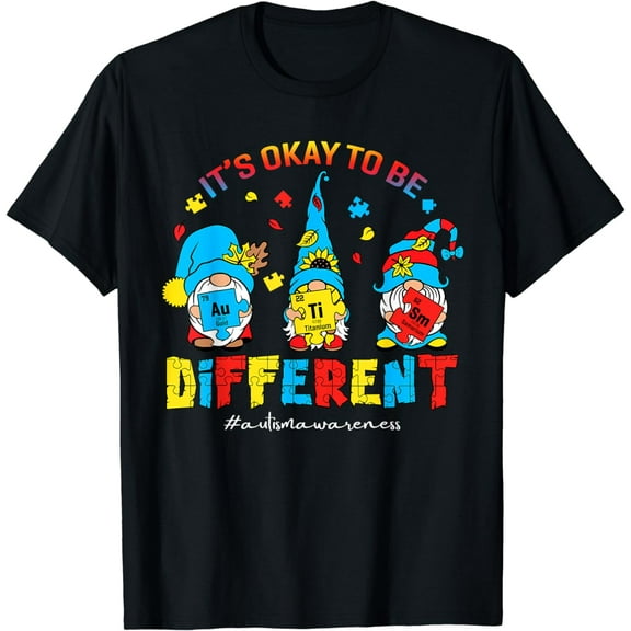 Autism Awareness Three Gnomes Autism It's Ok To Be Different T-Shirt