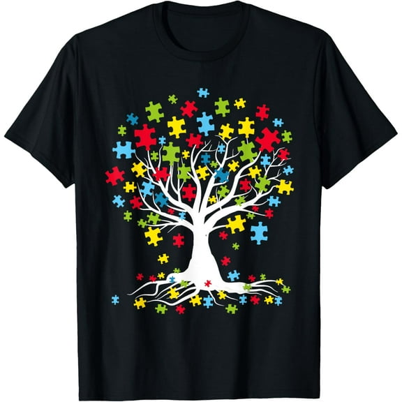 Autism Awareness Tree Autism Puzzle Tree Autism Awareness T-Shirt