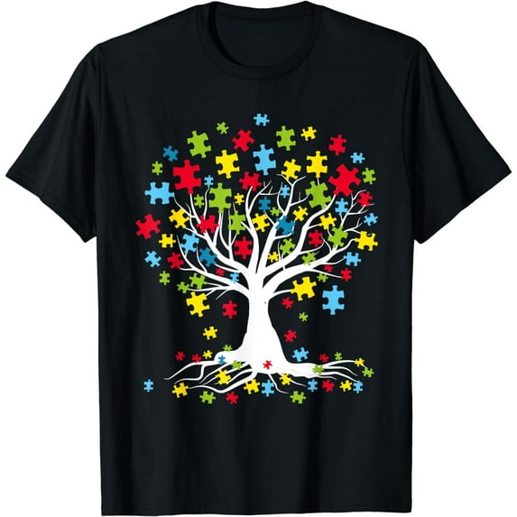Autism Awareness Tree Autism Puzzle Tree Autism Awareness T-Shirt