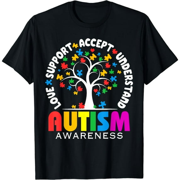 Autism Awareness Tree Love Support Accept Understand T-Shirt