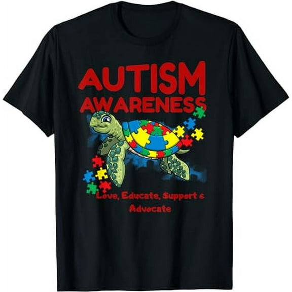 Autism Awareness Turtle Puzzle Mom Kids Teacher Gift Love T-Shirt