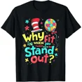 thumbnail image 1 of Autism Awareness Why Fit In Doctor Teacher Cat In Hat Cool T-Shirt, 1 of 2