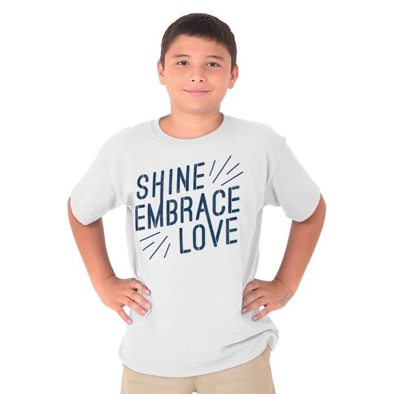 Autism Awareness Youth T-Shirt Tees Tshirt For Kids Shine Embrace Love Support | Blue Puzzle