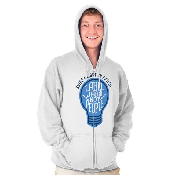 Autism Awareness Zipper Sweat Shirt Zip Sweatshirt Label Jars Not People | Shed Light s Gift