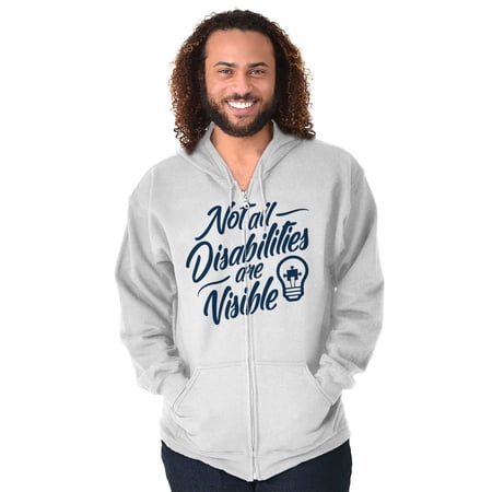 Autism Awareness Zipper Sweat Shirt Zip Sweatshirt Not All Disabilities Are Viable | 5K Team