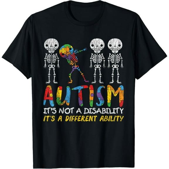 Autism Awerness - Skeleton Dabbing Autistic Kids Awareness T-Shirt