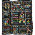 thumbnail image 1 of Autism Blanket Puzzle Cure Awareness Flannel Throw Gift for Childs Teens Adults Super Soft Lightweight Breathable Bed Sofa Couch Meaningful Colorful Foldable Unisex 100x130 Black 40x50, 1 of 5