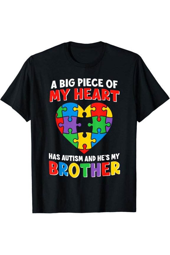 Autism Brother Siblings Autism Awareness Brother Support T-Shirt, Unisex T-Shirt