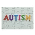 thumbnail image 1 of Autism Cutting Board, Completed Puzzle Pieces with Calligraphy Representing a Neurological Disability, Decorative Tempered Glass Cutting and Serving Board, in 3 Sizes, by Ambesonne, 1 of 2