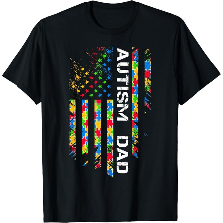 Autism American Flag Distressed T-Shirt For Autism Awareness Autism American Flag Distressed T-Shirt For Autism Awareness