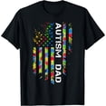thumbnail image 1 of Autism Dad Awareness American Flag USA T-Shirt, 1 of 6
