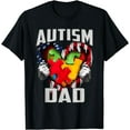 thumbnail image 1 of Autism Dad Awareness Love Heart USA Flag Puzzle Piece Father T-Shirt, 1 of 4