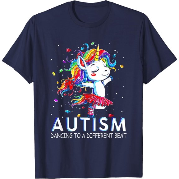 Autism Dancing To Be A Different Beat Unicorn Unisex T-Shirt for Men Women Kids Toddler