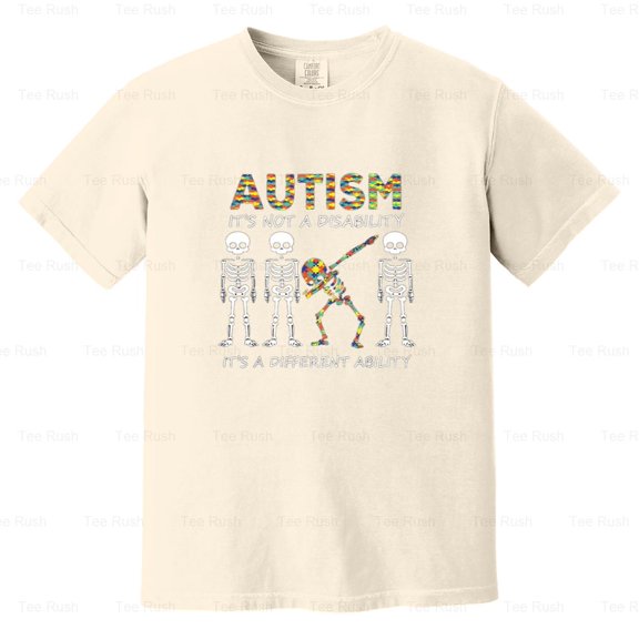 Autism Different Ability Dabbing Skeleton, Funny, Awareness, Humor, Comfort Color T-Shirt Unisex, up to 4XL