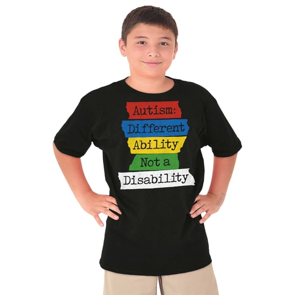 Autism Different Disability Awareness Crewneck T Shirts Boy Girl Teen Brisco Brands X