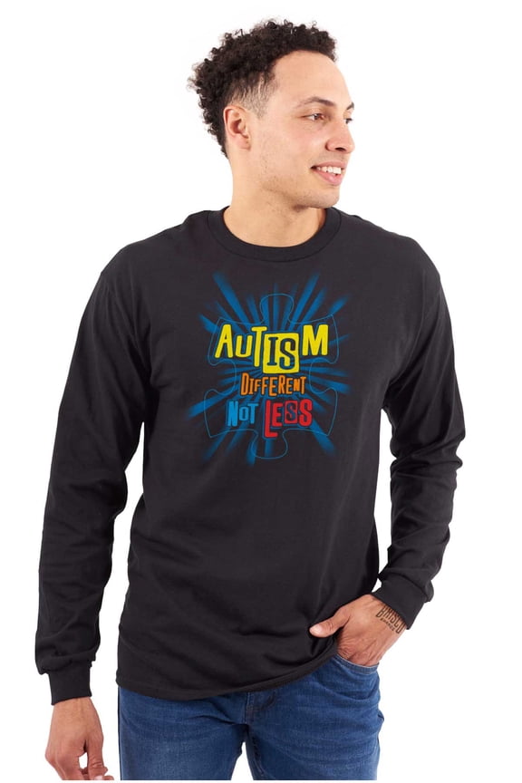Autism Different Not Less Awareness Long Sleeve TShirt Men Women Brisco Brands S