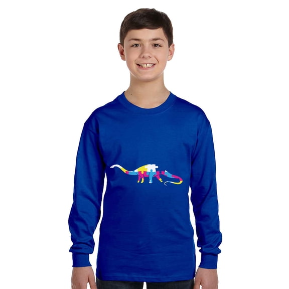 Autism Dinosaur Youth Shirt Colorful Print XS S M L XL Autism Awareness Graphic Tee for Boys Girls