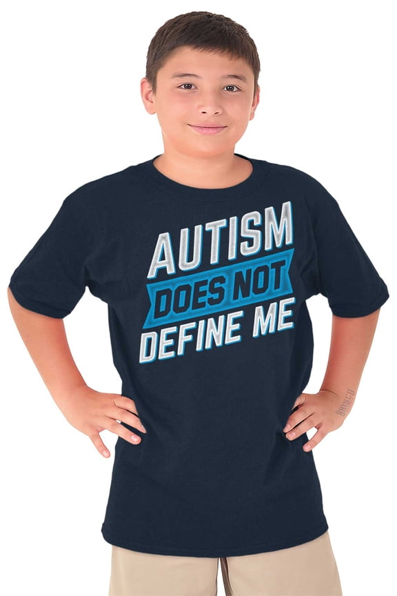 Autism Does Not Define Me Autistic Crewneck T Shirts Boy Girl Teen Brisco Brands XS