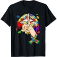 Autism Dripping Lips Puzzle Autism Awareness Women Mom T-Shirt ...