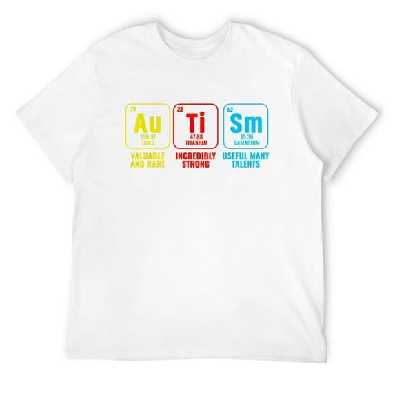 Autism EleMents Periodic Table Awareness ASD Men T-Shirt White Large