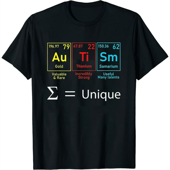 Autism Elewoments Periodic Table Awareness ASD Women Kids T-Shirt Black 4X-Large
