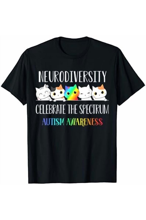 Autism Embrace Neurodiversity Celebrate The Spectrum Cat T-Shirt