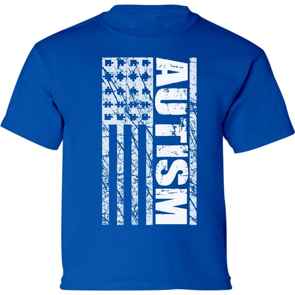 Autism Flag USA White Print Autism Awareness Toddler T-Shirt - Graphic Tee - 2T 3T 4T 5/6T