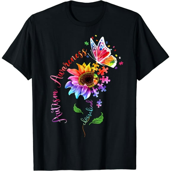Autism Flower Be Kind Autism Awareness Sunflower Gift T-Shirt