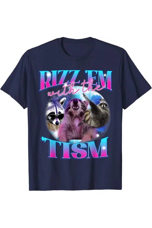 Autism Funny Rizz Em With The Tism Meme Autistic Opossum T-Shirt
