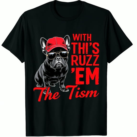 Autism Funny Rizz Em With The Tism Meme Dog Graphic Crew Neck Short ...