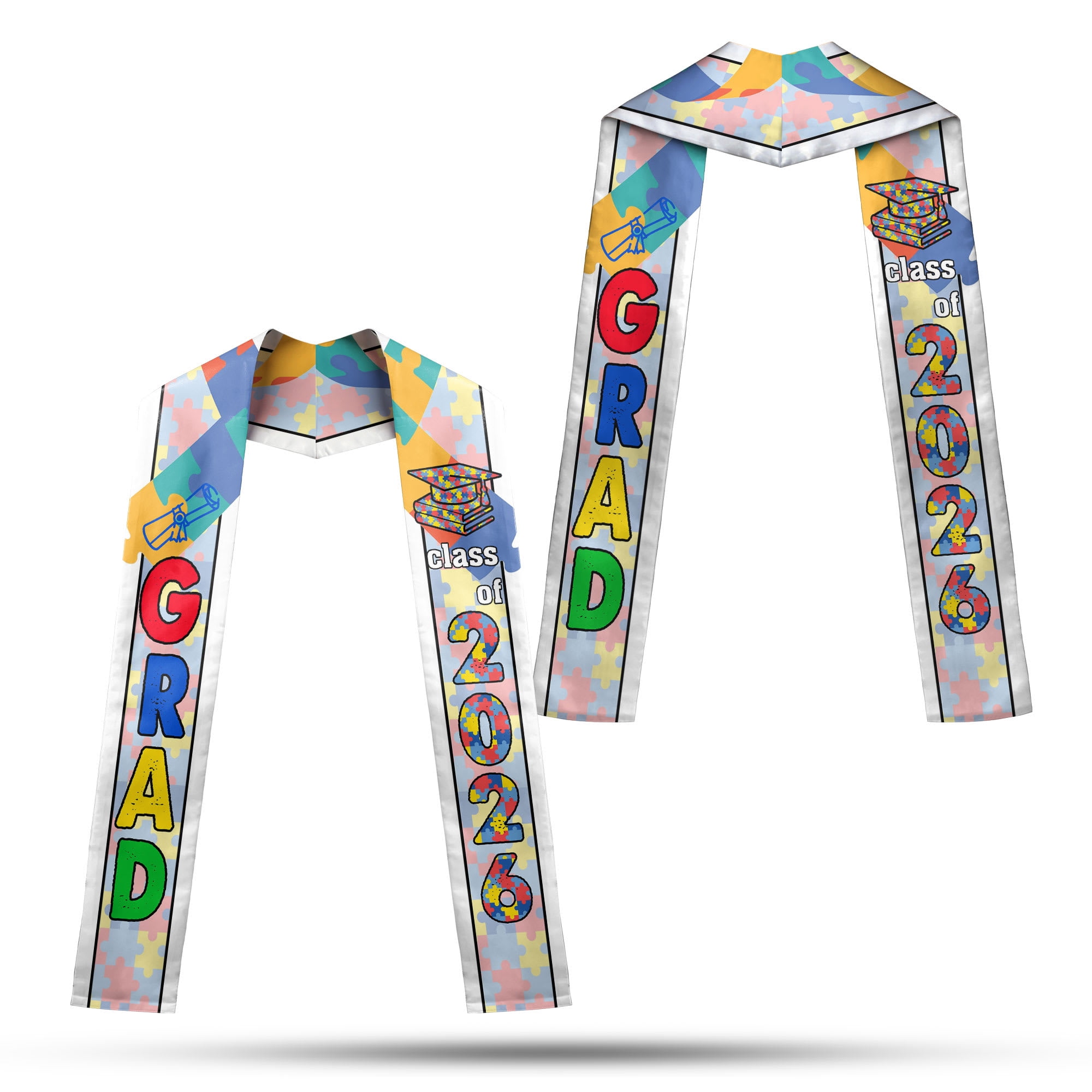 Autism Graduation Designs Autism Graduation Stole 2026, Autism Awareness Month Graduation Sash ...