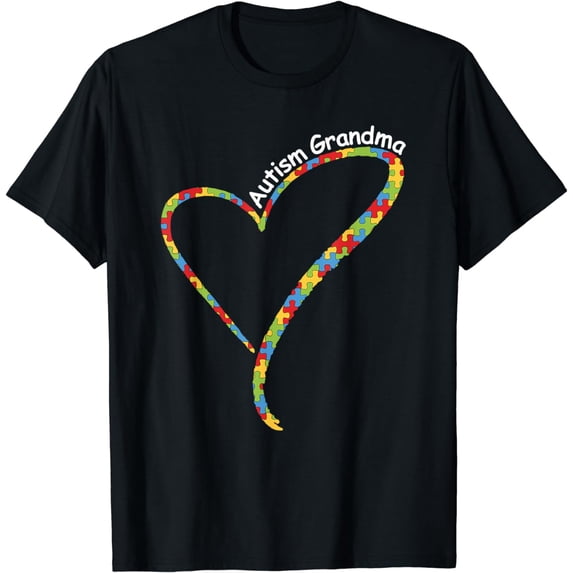Autism Grandma Autism Awareness T-Shirt Puzzle Piece Heart