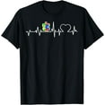 thumbnail image 1 of Autism Heartbeat Puzzle Autistic Child Autism Awareness Mom T-Shirt, 1 of 4