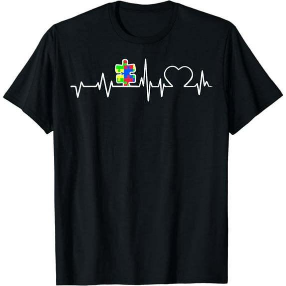 Autism Heartbeat Puzzle Autistic Child Autism Awareness Mom T-Shirt