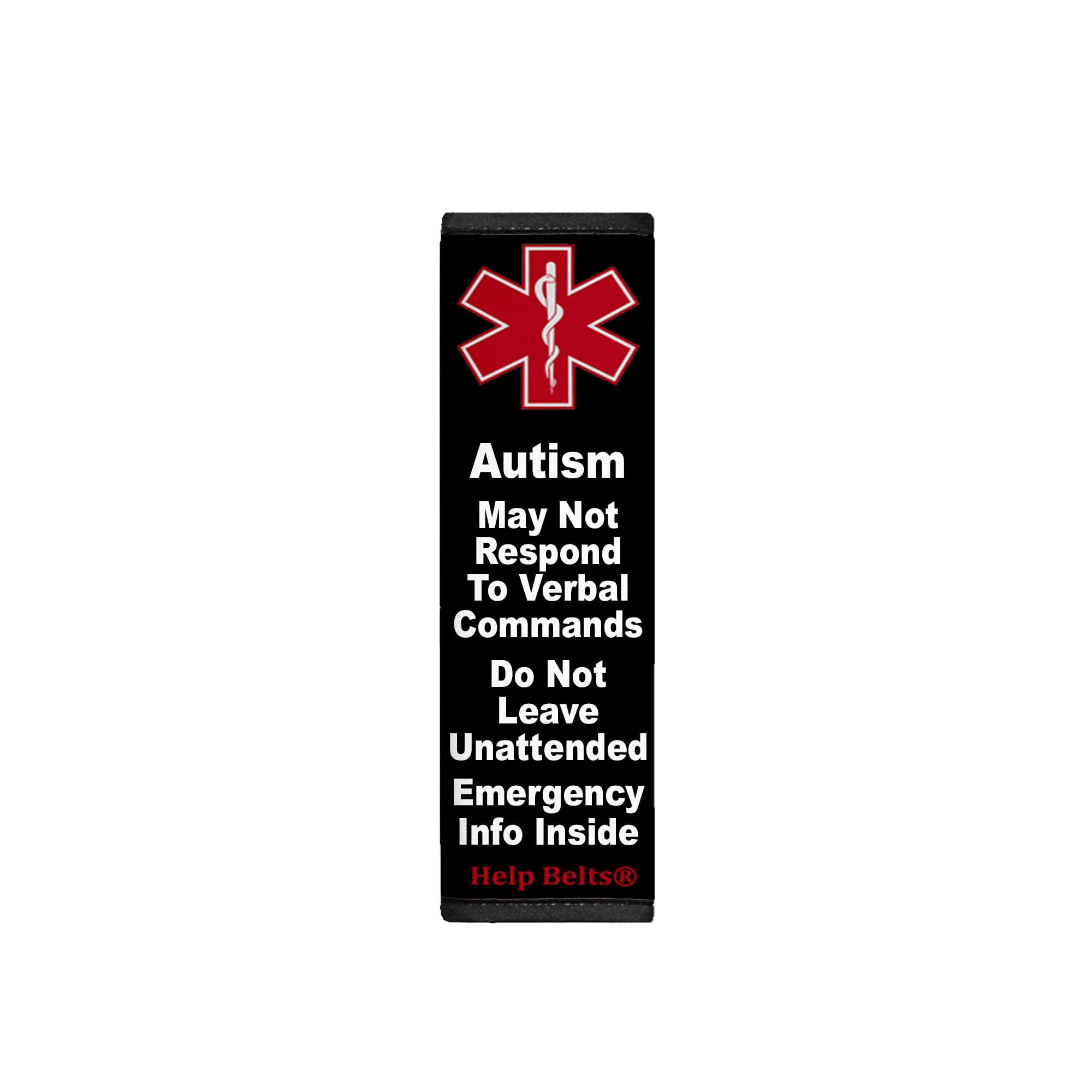 Autism Help Belt 6â€ Medical Alert Seat Belt Cover with Inside Pocket