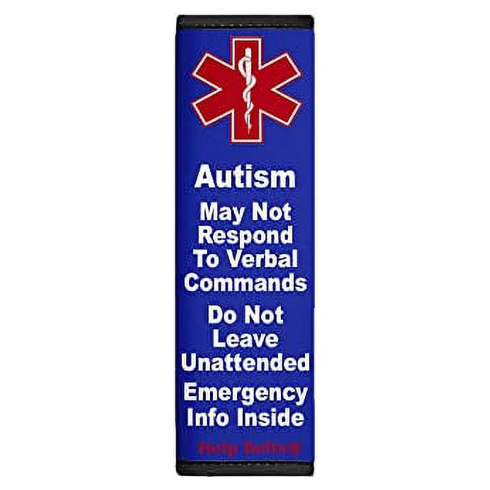 Autism Help Belt 6â€ Medical Alert Seat Belt Cover with Inside Pocket
