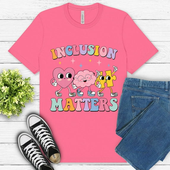 Autism Inclusion Shirt – Colorful Pastel Kindness and Acceptance Graphic Tee , CharityPink, M