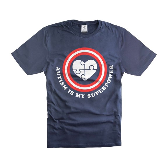 Autism Is My Superpower Shirt Autism Support Shirt Autism Awareness Shirt Autism Inspirational Tee (Small Navy Blue)