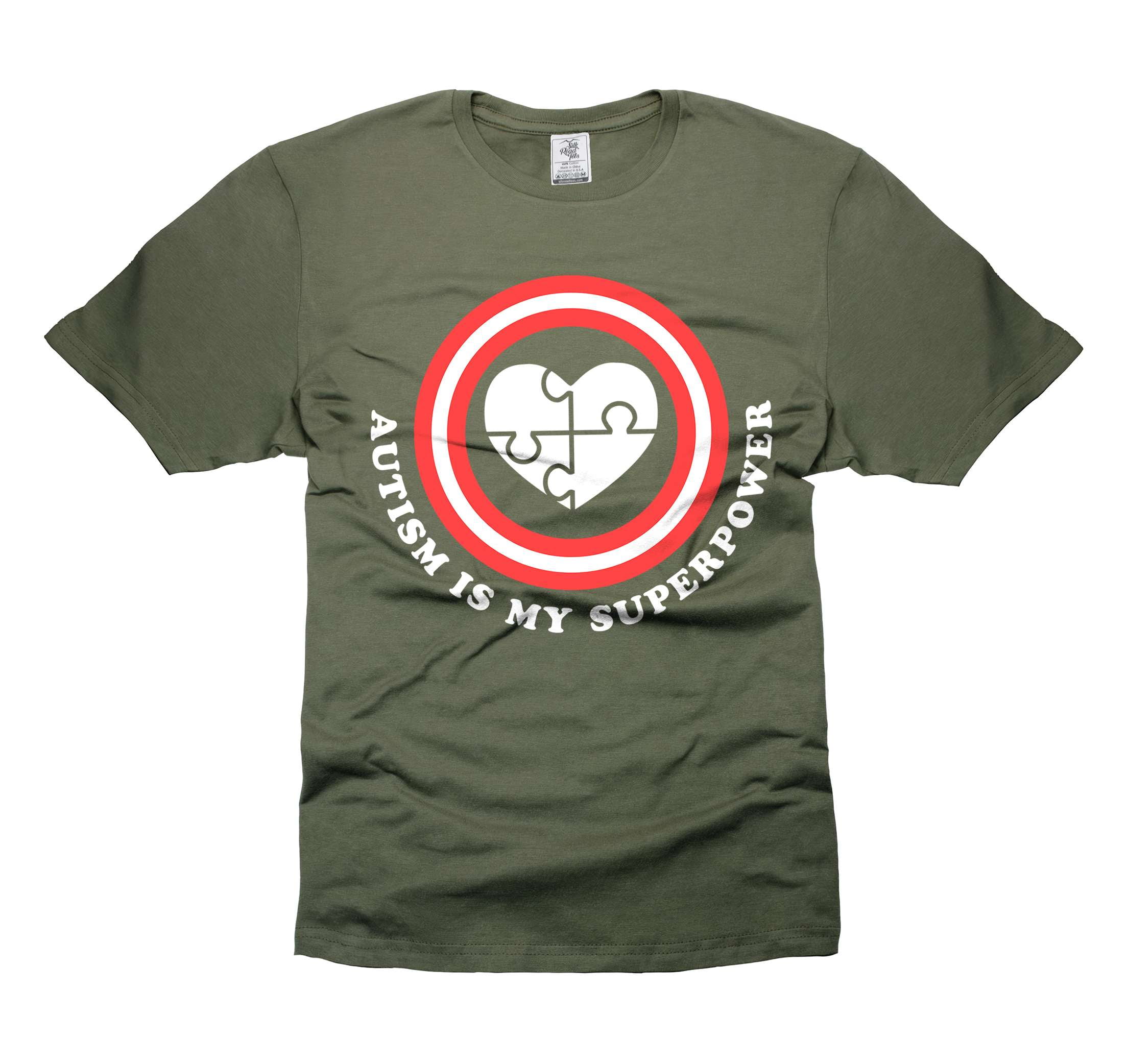 Autism Is My Superpower Shirt Autism Support Shirt Autism Awareness Shirt Autism Inspirational Tee (X-Large Military Green)
