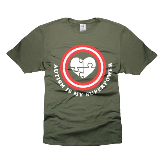 Autism Is My Superpower Shirt Autism Support Shirt Autism Awareness Shirt Autism Inspirational Tee (XX-Large Military Green)