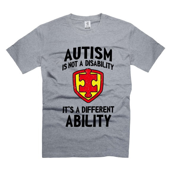 Autism Is Not A Disability It's A Different Ability T-Shirt Autism Tee Autism Puzzle Shirt (X-Large Grey)