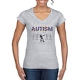 thumbnail image 1 of Autism Is Not A Disablity Itâ€™s A Different Abilty | Autism Awareness Dabbing Skeleton Inspirational Christian Womenâ€™s Standard V-Neck Tee, Heather Grey, XX-Large, 1 of 5